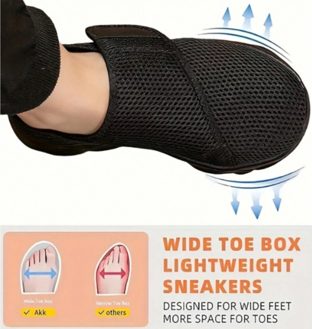 Men'S Shoes With Velcro - รองเท้าผ้าใบผู้ชายแบบใหม่ ระบายอากาศได้ดี สายรัดปรับได้ หัวรองเท้ากว้าง พื้นนุ่ม กันลื่น