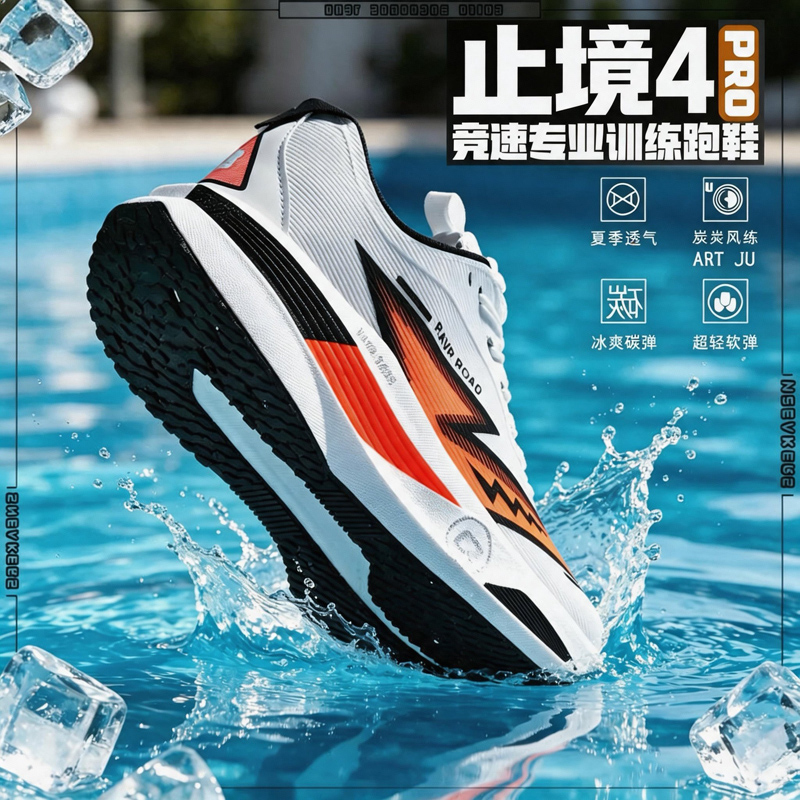 Men'S Shoes For Running - รองเท้าวิ่งมาราธอนระดับโปร แผ่นคาร์บอนไฟเบอร์ในตัว ช่องระบายอากาศ ผ้าทอชั้นบน ระบบลดแรงกระแทก ป้องกันการลื่นไถล