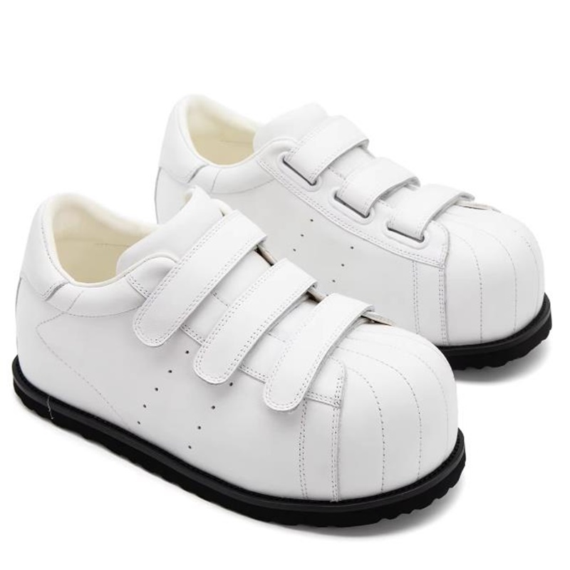 Men'S Shoes With Velcro - รองเท้าสเก็ตบอร์ดหุ้มหนังเต็มรูปแบบสำหรับผู้ชาย ดีไซน์เสริมส้นภายในและพื้นรองเท้าแบบยกสูง รองเท้าหนังลำลองสำหรับผู้ชาย พร้อมสายรัดแบบเวลโคร