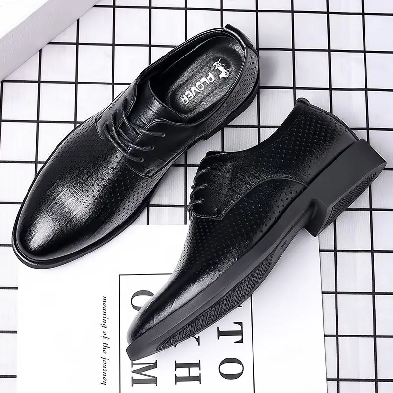 Men Shoes Clearance - รองเท้าอ็อกซ์ฟอร์ด รองเท้าทางการผู้ชาย หัวแหลม ผูกเชือก รองเท้าลำลอง หนังแท้
