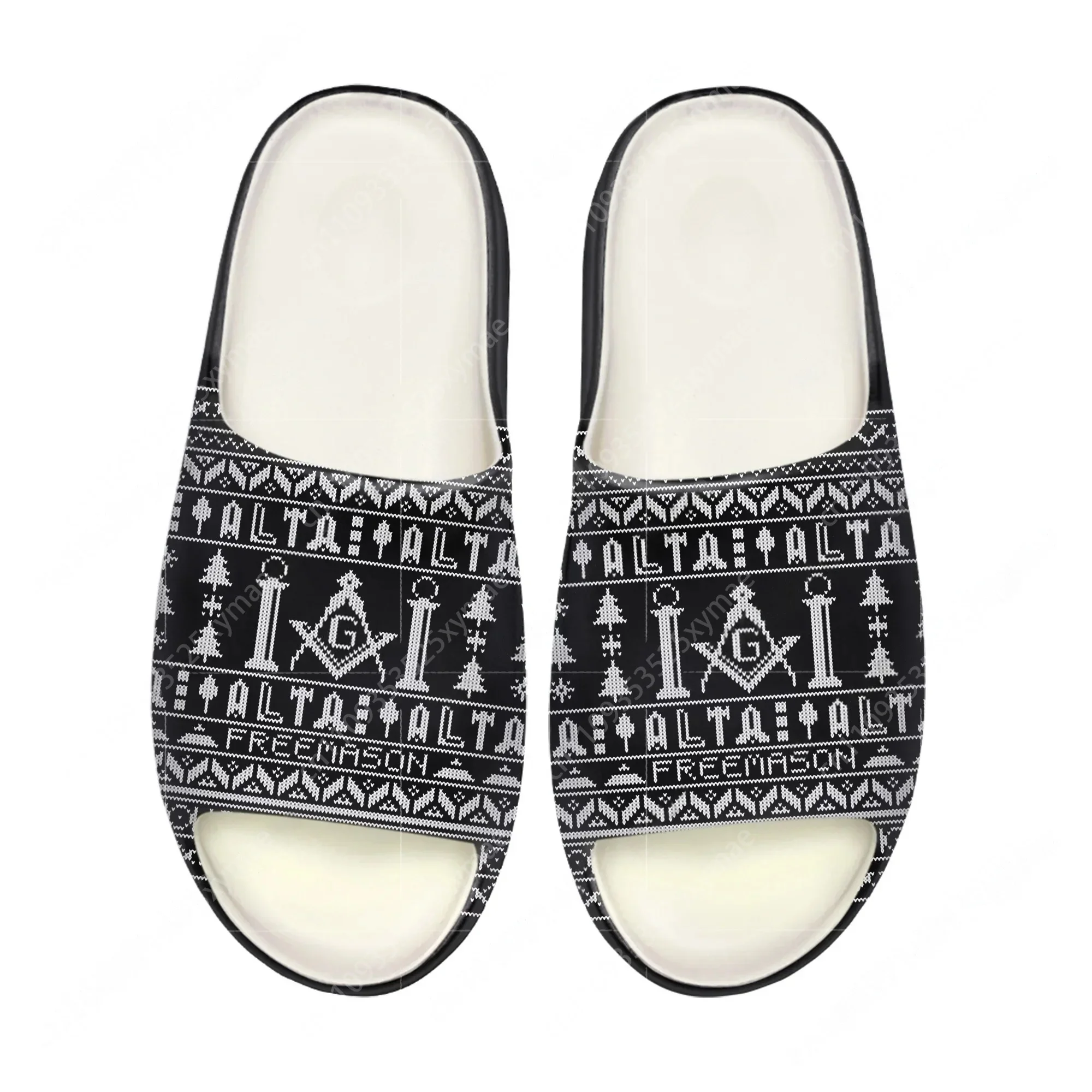 Men Shoes On - รองเท้าแตะลายเมสัน ฟรีเมสัน พื้นนุ่ม สำหรับผู้ชาย ผู้หญิง วัยรุ่น