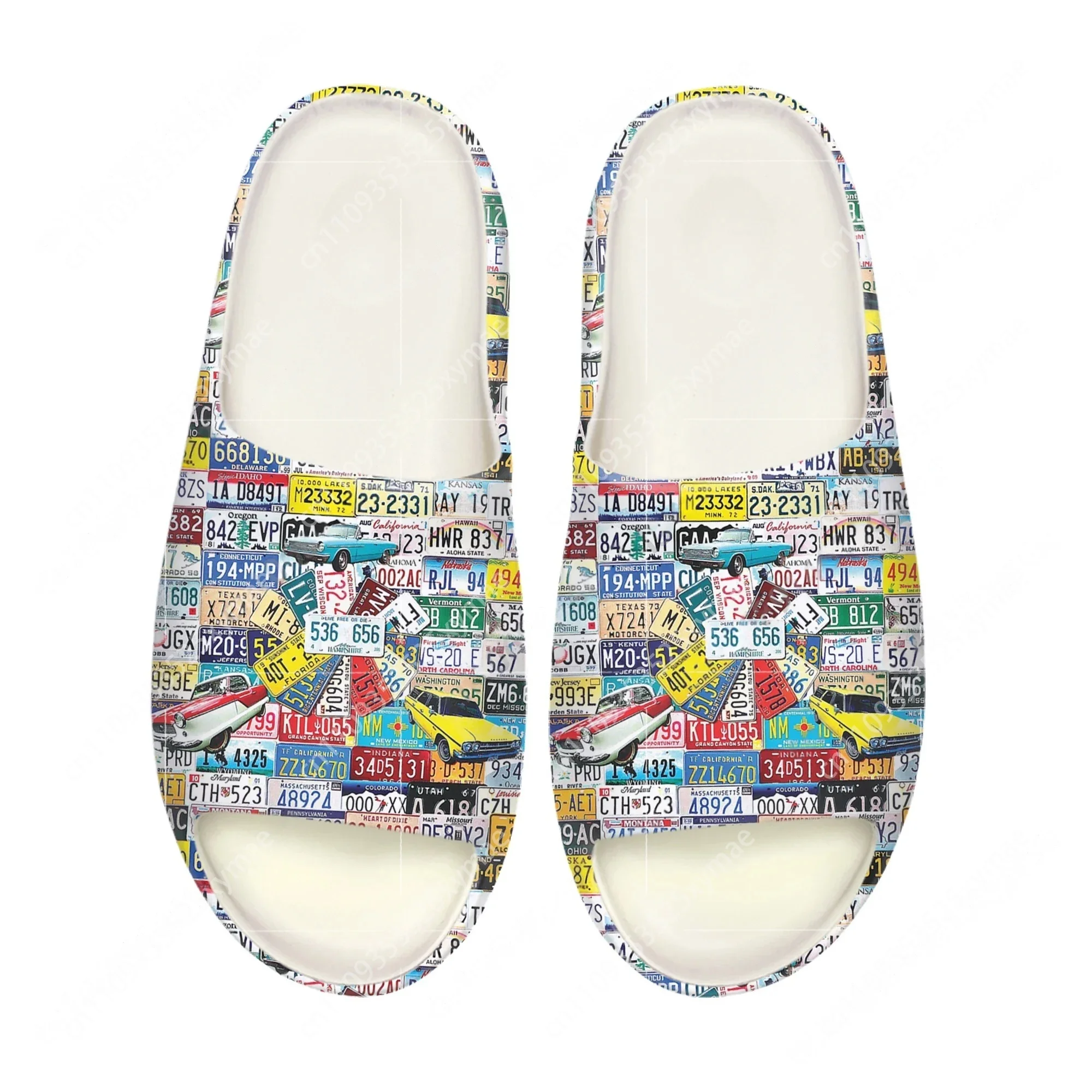 รองเท้าแตะพื้นนิ่มลายป้ายทะเบี - Men Shoes On บทวิจารณ์และราคา
