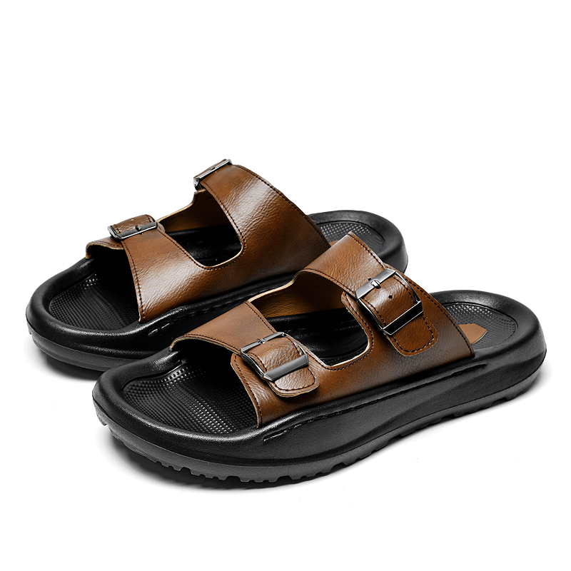 บุรุษสวมรองเท้าแตะหนังรองเท้าแ - Men'S Shoes With Velcro บทวิจารณ์และราคา