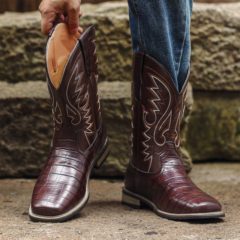 รองเท้าบูทผู้ชายลายหนังจระเข้  - Men'S Shoes With Wide Toe Box บทวิจารณ์และราคา