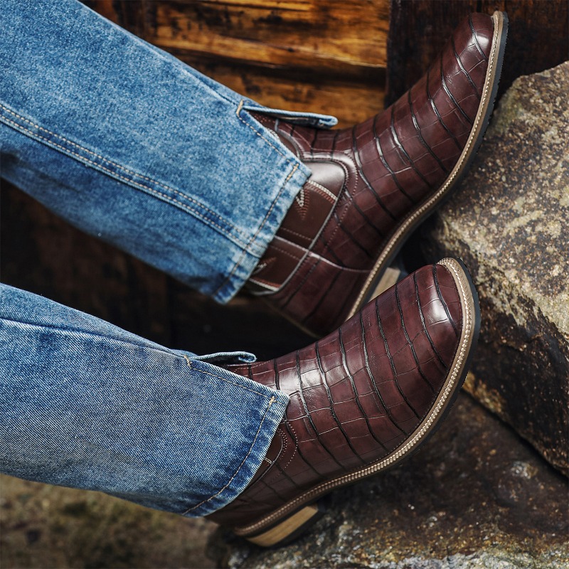 รองเท้าบูทผู้ชายลายหนังจระเข้  - Men'S Shoes With Wide Toe Box บทวิจารณ์และราคา
