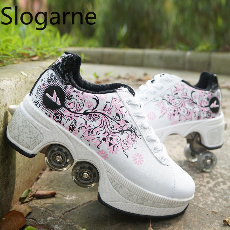 รองเท้าสเก็ตแบบมีล้อ 4 ล้อ สำห - Men'S Shoes For Running บทวิจารณ์และราคา